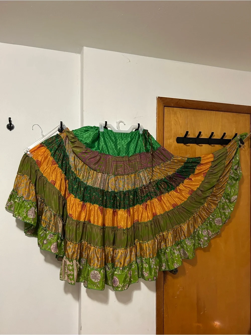 Tiered Circle Skirt in Green and Gold